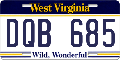 WV license plate DQB685