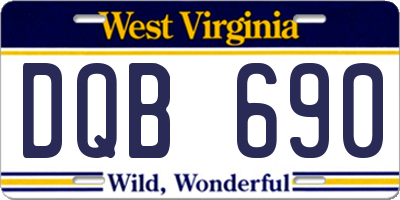 WV license plate DQB690