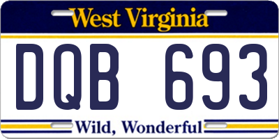 WV license plate DQB693