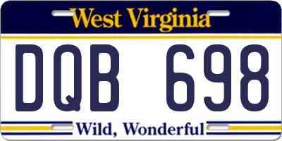 WV license plate DQB698