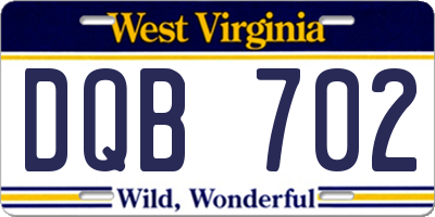 WV license plate DQB702