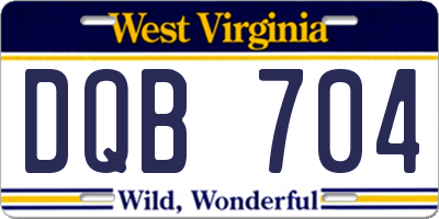 WV license plate DQB704