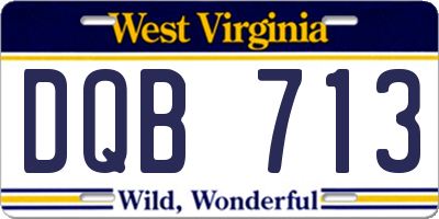 WV license plate DQB713