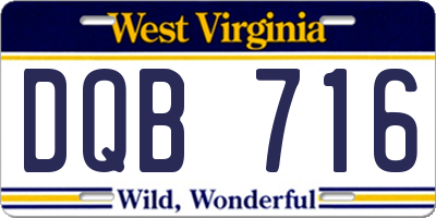 WV license plate DQB716
