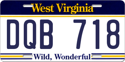 WV license plate DQB718