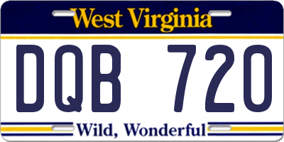 WV license plate DQB720