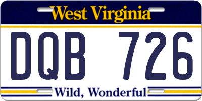 WV license plate DQB726