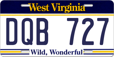 WV license plate DQB727