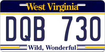 WV license plate DQB730