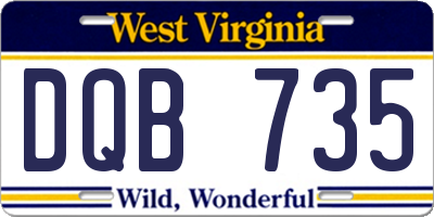 WV license plate DQB735