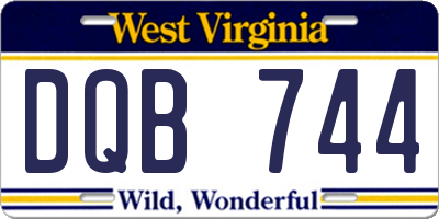 WV license plate DQB744