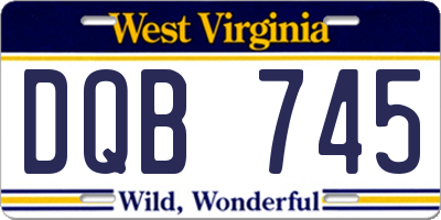 WV license plate DQB745