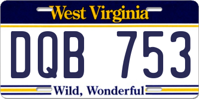 WV license plate DQB753