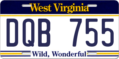 WV license plate DQB755