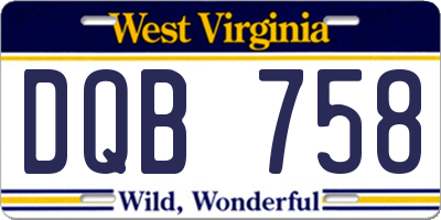 WV license plate DQB758
