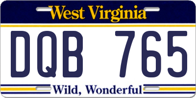 WV license plate DQB765