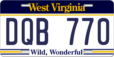 WV license plate DQB770