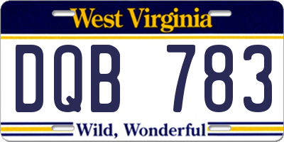 WV license plate DQB783