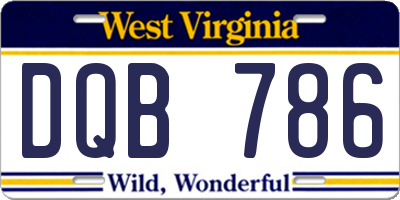 WV license plate DQB786