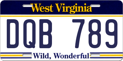 WV license plate DQB789