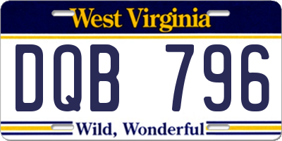 WV license plate DQB796