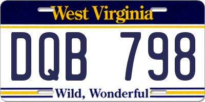 WV license plate DQB798