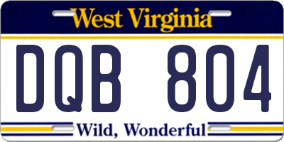 WV license plate DQB804
