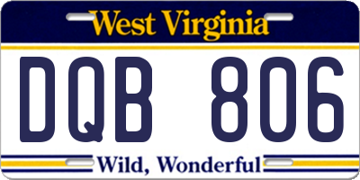 WV license plate DQB806
