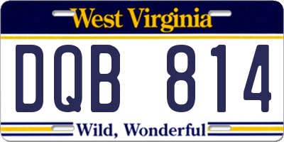WV license plate DQB814