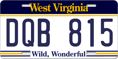 WV license plate DQB815