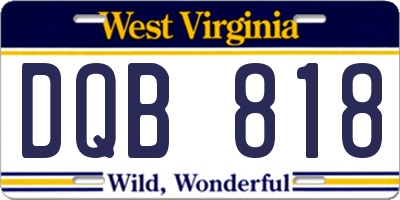 WV license plate DQB818