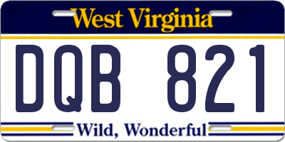 WV license plate DQB821