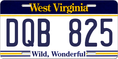 WV license plate DQB825