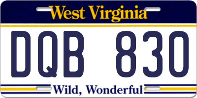 WV license plate DQB830
