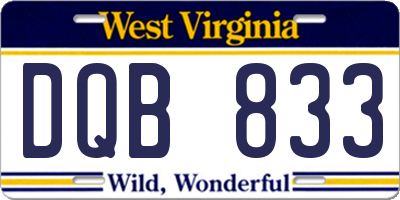 WV license plate DQB833