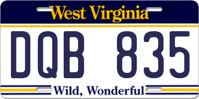 WV license plate DQB835