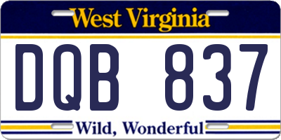 WV license plate DQB837
