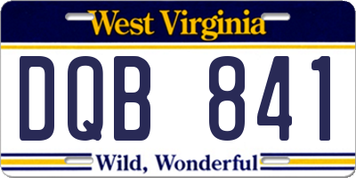 WV license plate DQB841