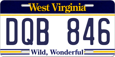WV license plate DQB846