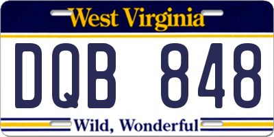 WV license plate DQB848