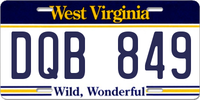 WV license plate DQB849