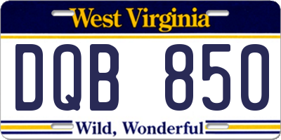 WV license plate DQB850