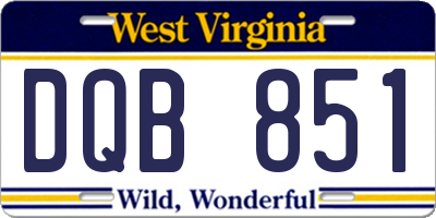WV license plate DQB851