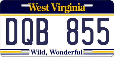 WV license plate DQB855