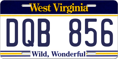 WV license plate DQB856
