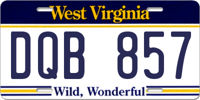 WV license plate DQB857