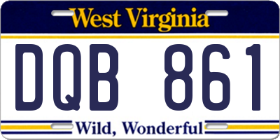 WV license plate DQB861