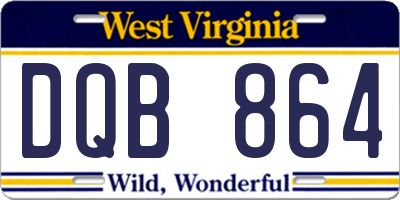 WV license plate DQB864