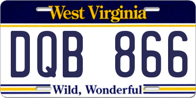 WV license plate DQB866