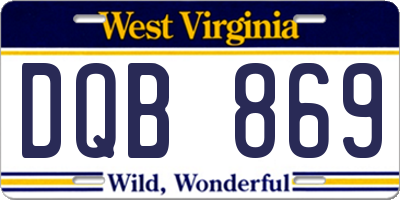 WV license plate DQB869
